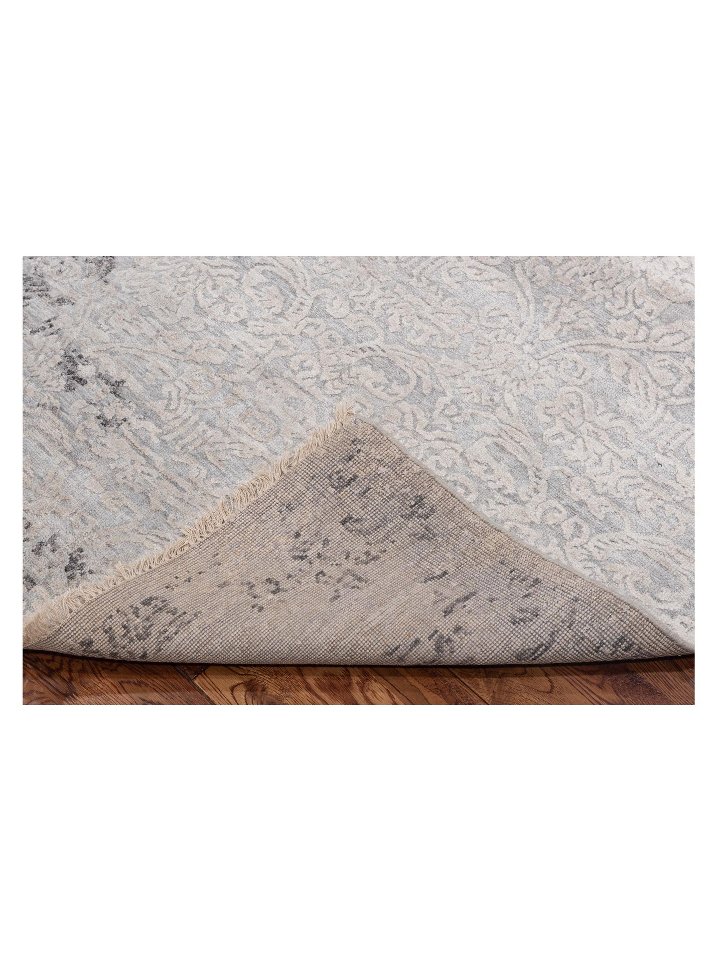 Tenzari Silver Gray 7.9x9.9 Hand Knotted Rug