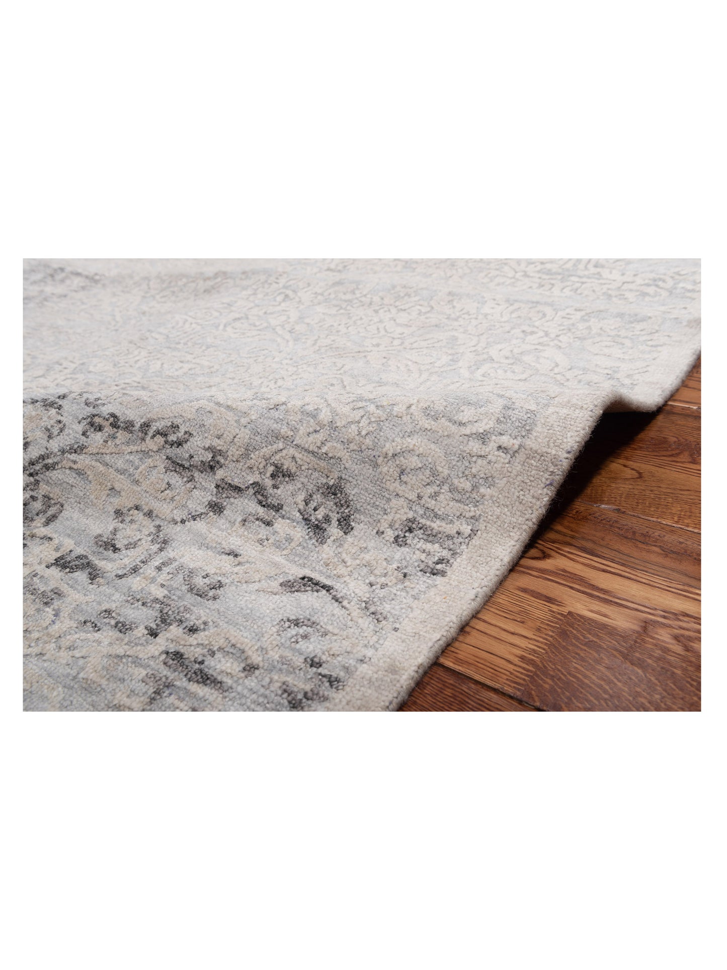 Tenzari Silver Gray 7.9x9.9 Hand Knotted Rug