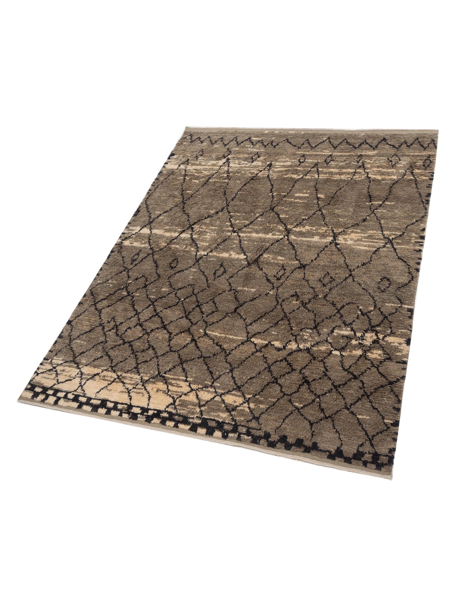 Baskra Brown Charcoal 7.9x9.10 Hand Knotted Rug