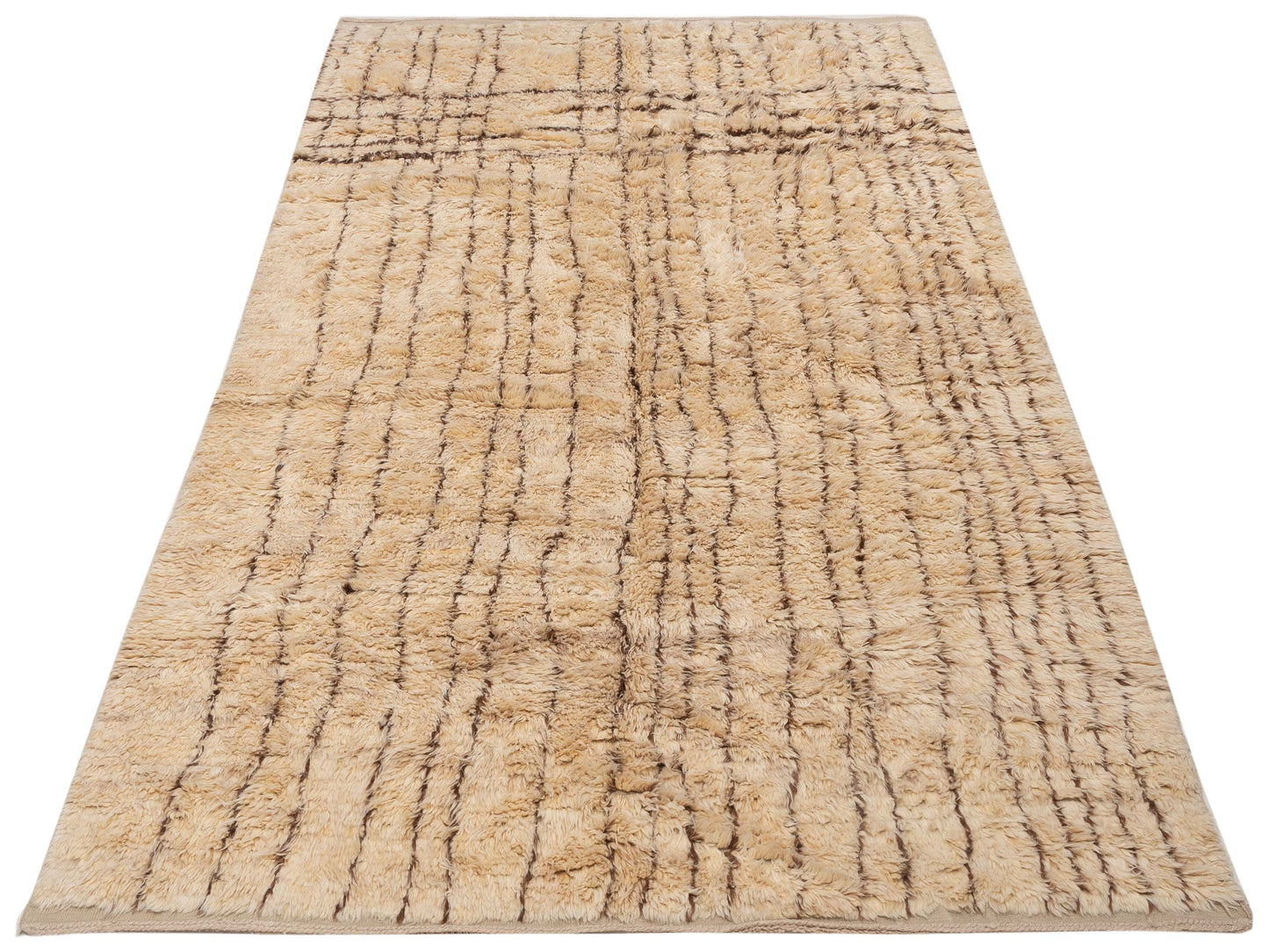 Baskra Beige Brown 7.4x10.7 Hand Knotted Rug