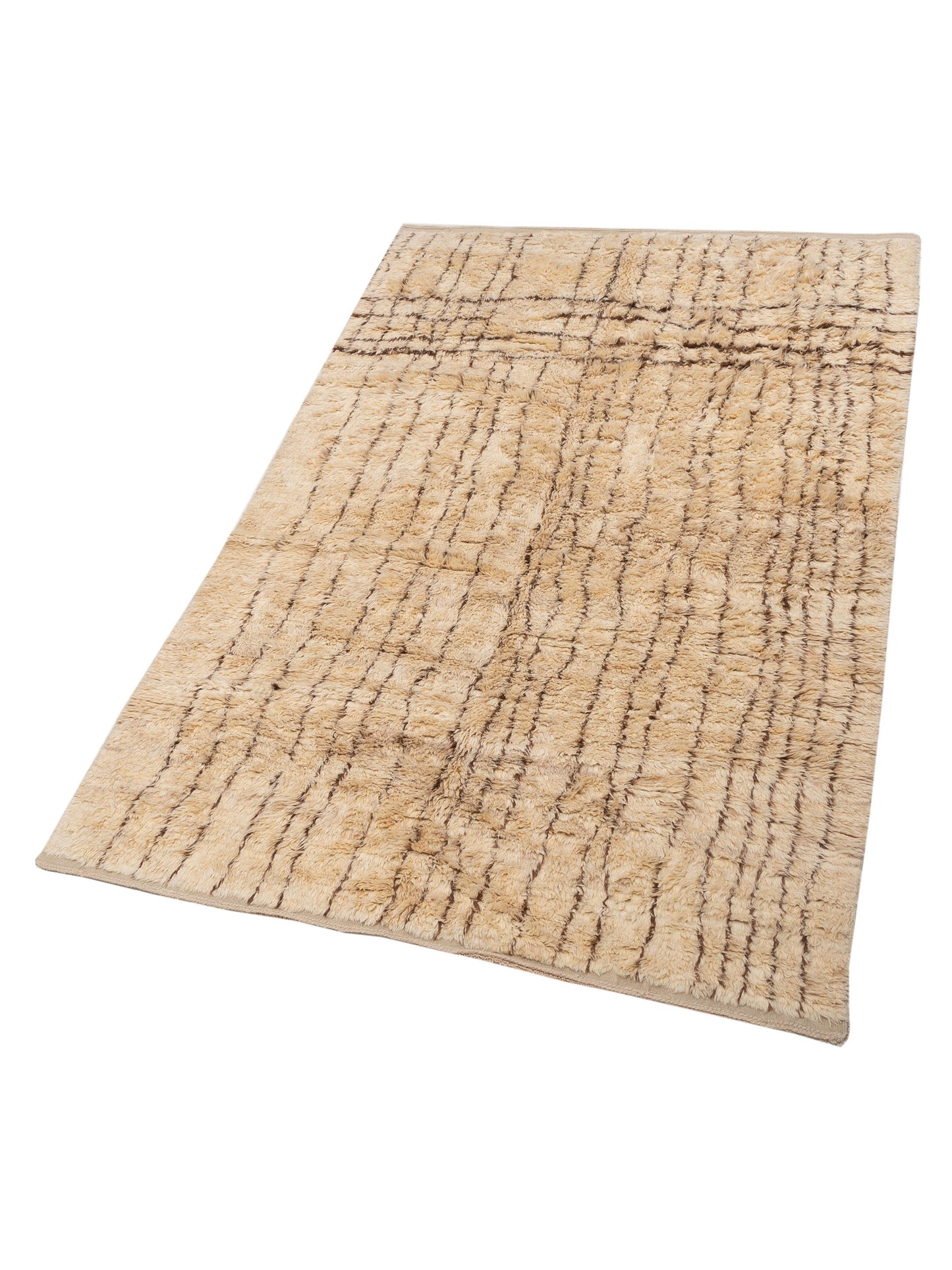 Baskra Beige Brown 7.4x10.7 Hand Knotted Rug