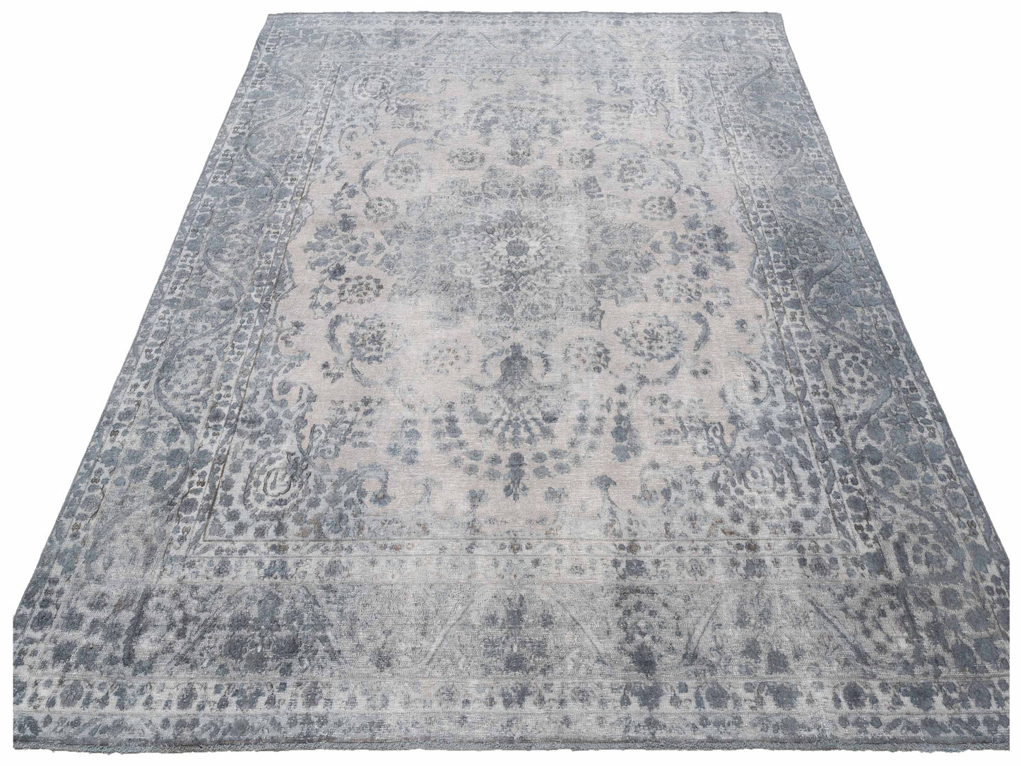 Vintage Gray 9.5x12.3 Hand Knotted Rug