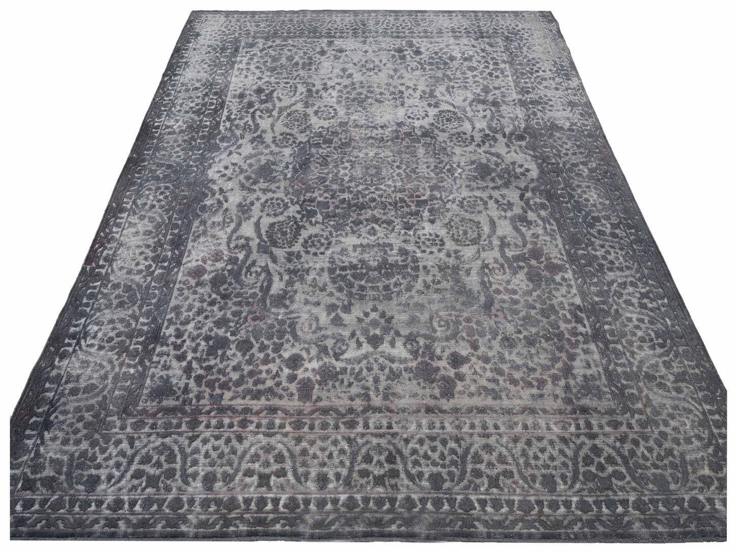 Vintage Gray 9.8x12.10 Hand Knotted Rug