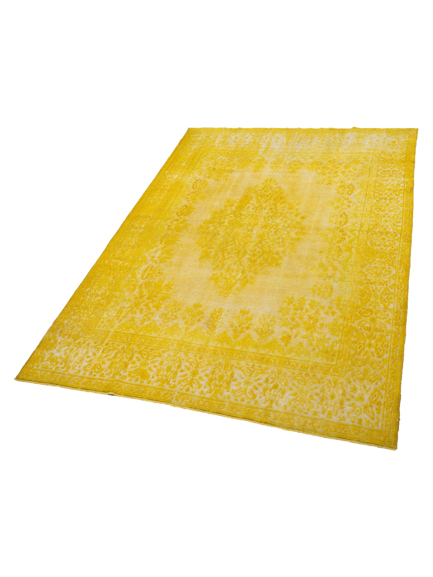 Vintage Yellow 9.4x12.9 Hand Knotted Rug
