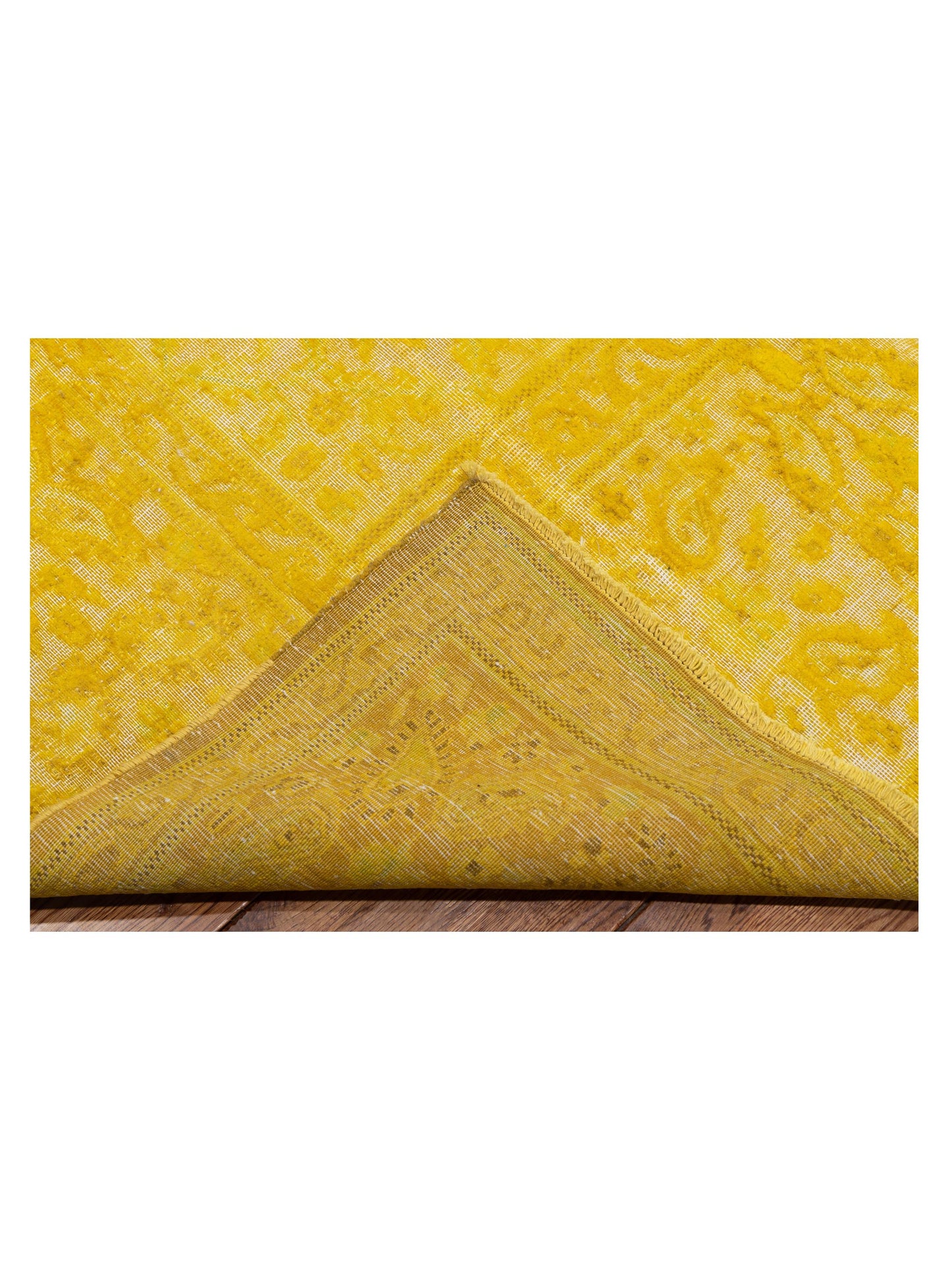 Vintage Yellow 9.4x12.9 Hand Knotted Rug