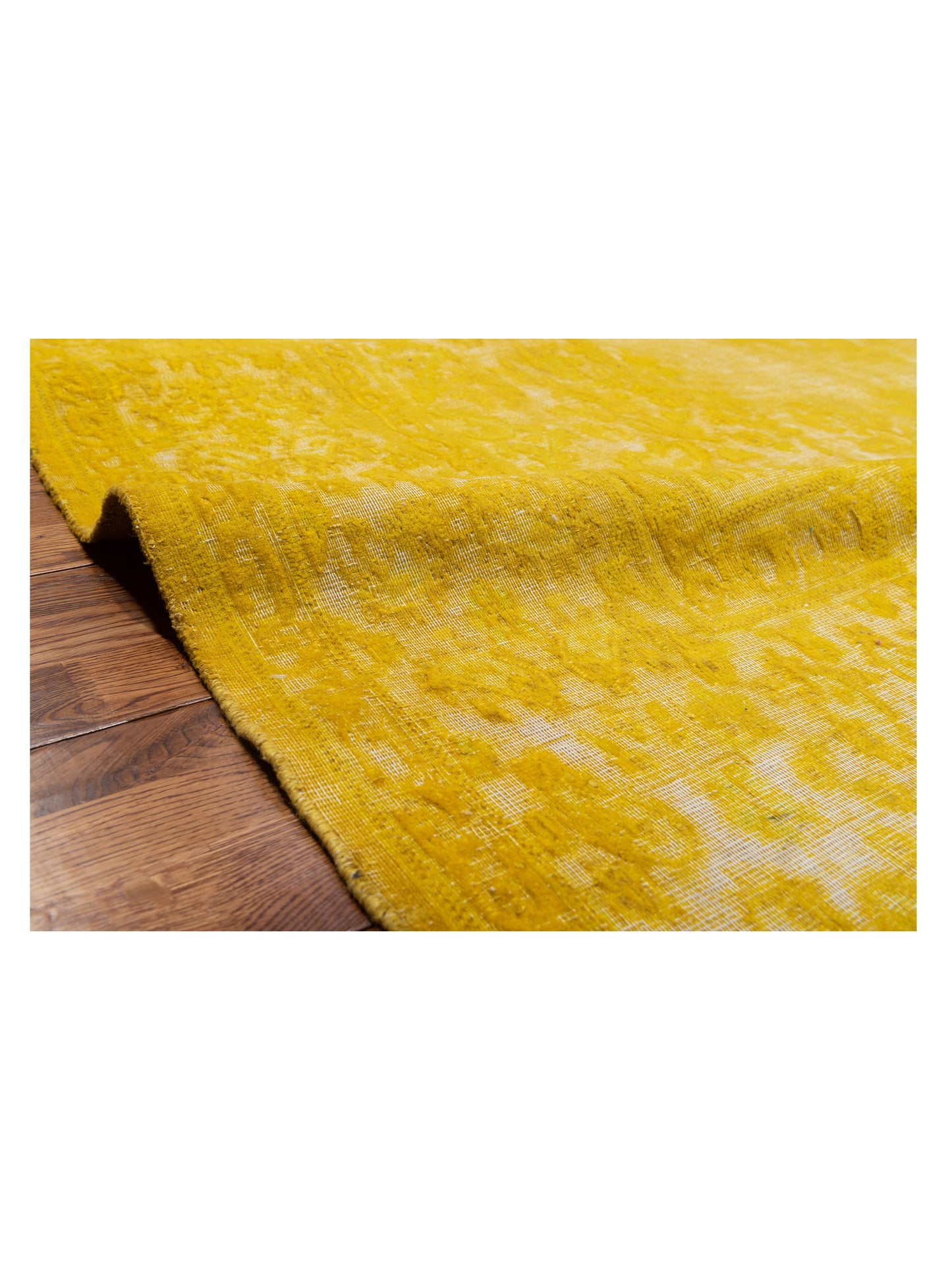 Vintage Yellow 9.4x12.9 Hand Knotted Rug