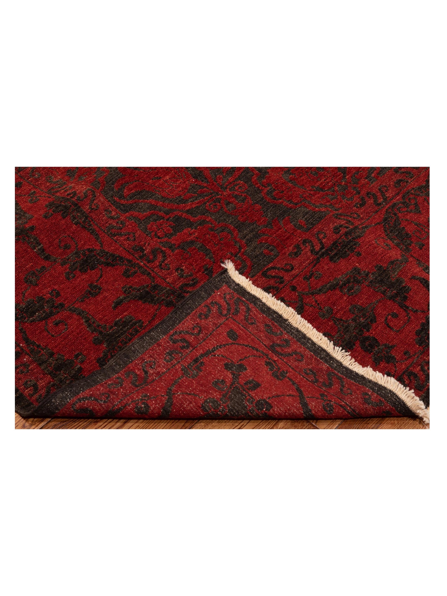 Defnera Charcoal Red 9.7x11.9 Hand Knotted Rug