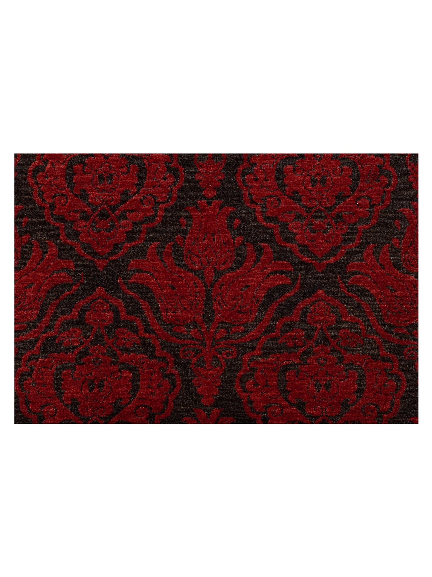 Defnera Charcoal Red 9.7x11.9 Hand Knotted Rug