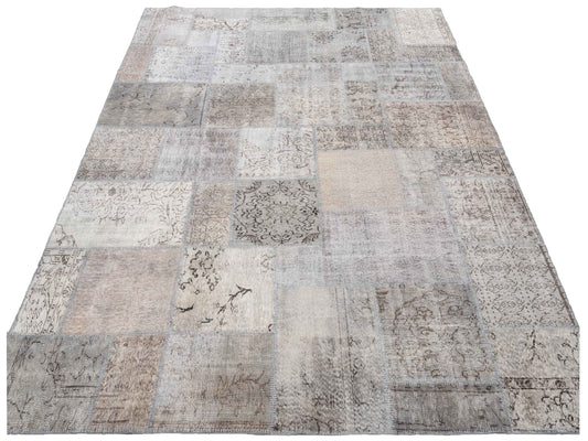 Patchwork Gray 9x12 Hand Knotted Rug