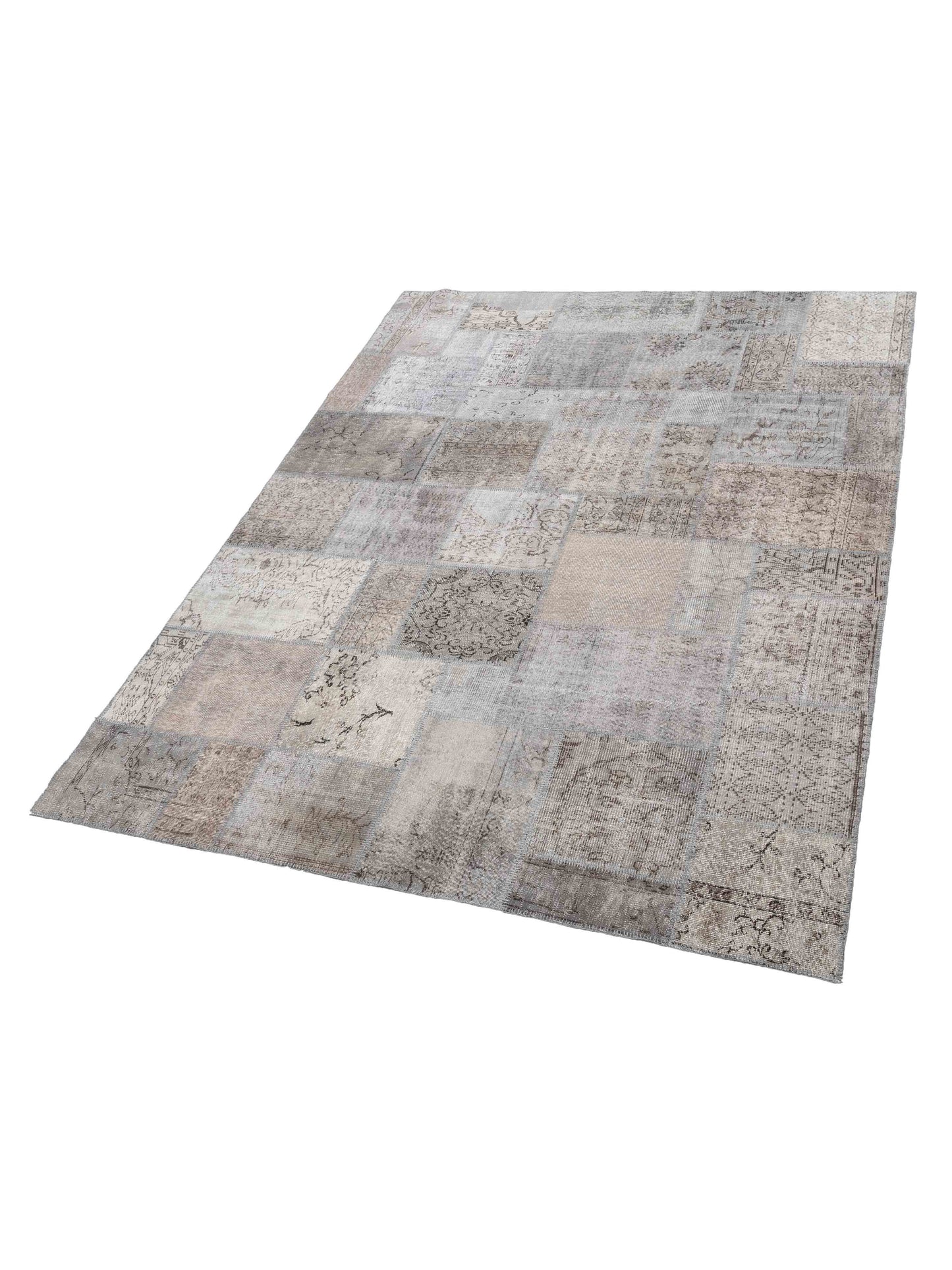 Patchwork Gray 9x12 Hand Knotted Rug