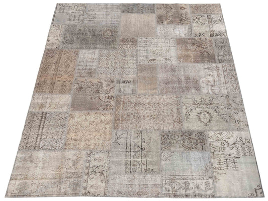 Patchwork Gray 8x10 Hand Knotted Rug