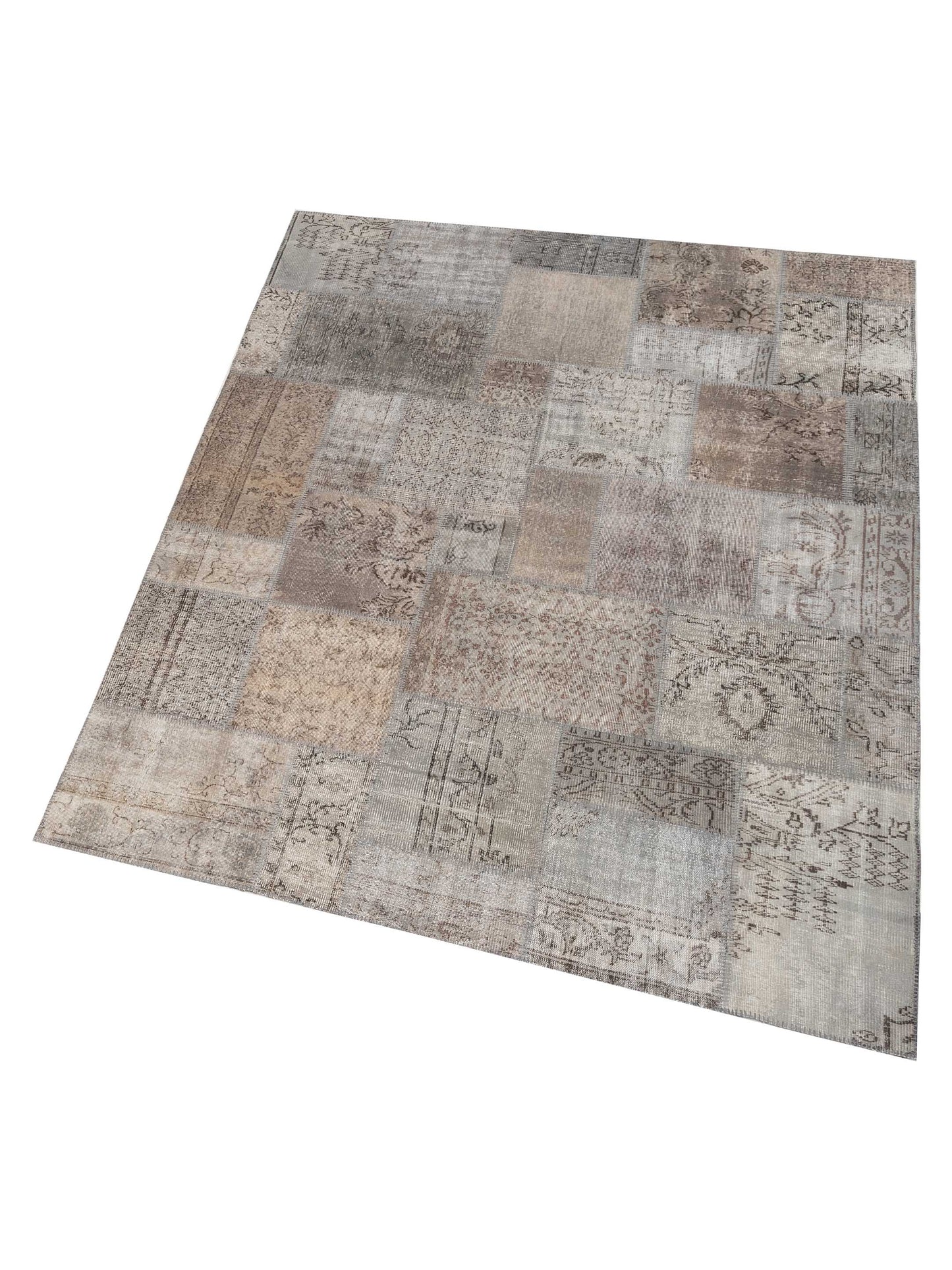 Patchwork Gray 8x10 Hand Knotted Rug