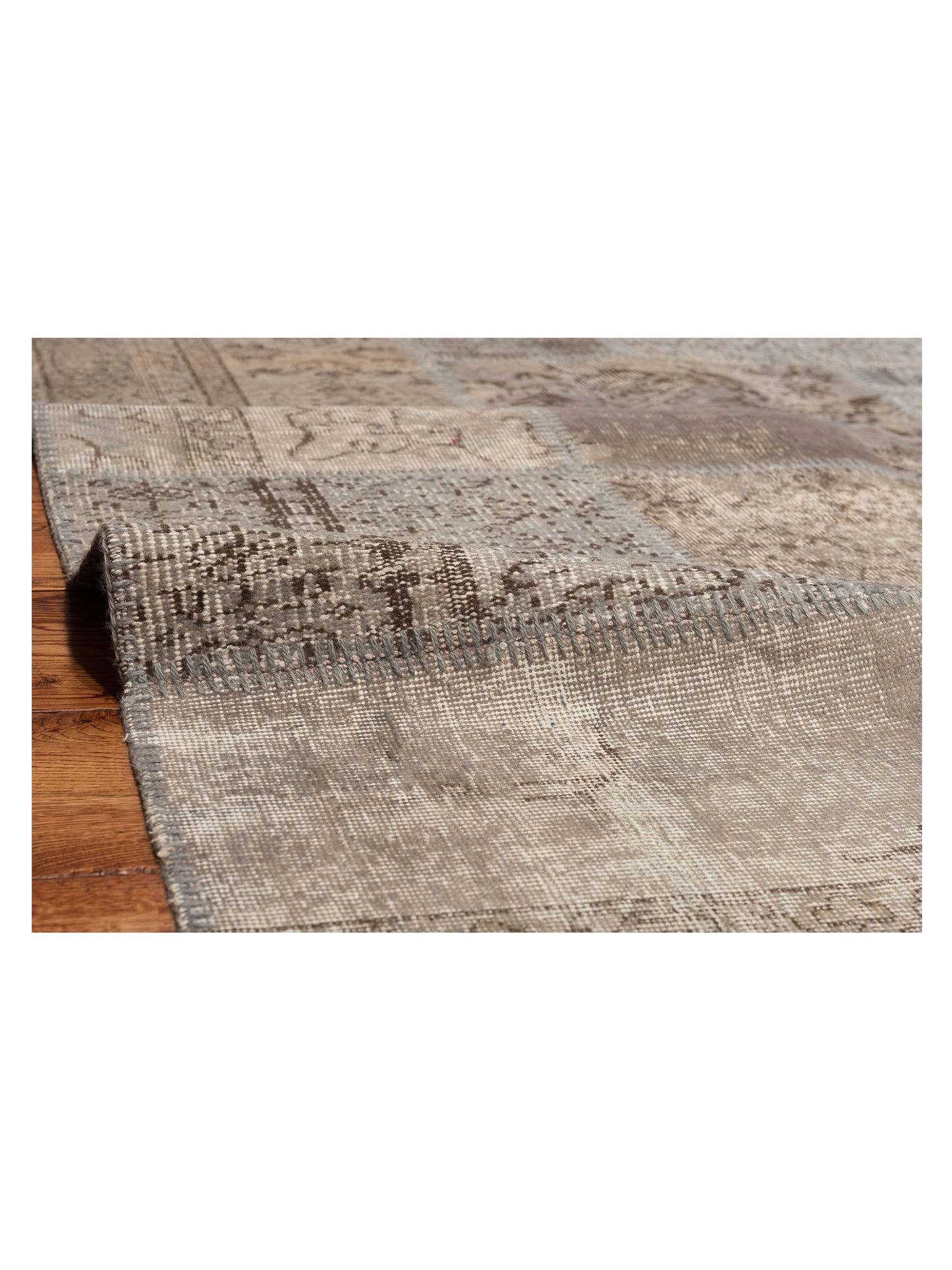 Patchwork Gray 8x10 Hand Knotted Rug