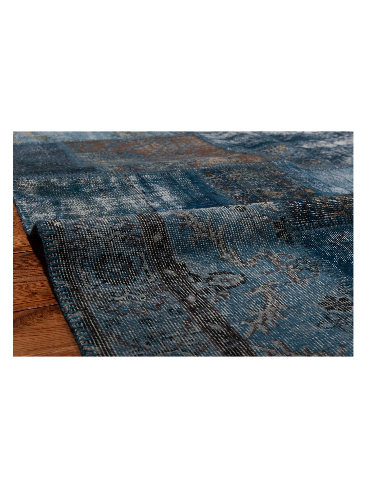 Patchwork Indigo 9x12 Hand Knotted Rug