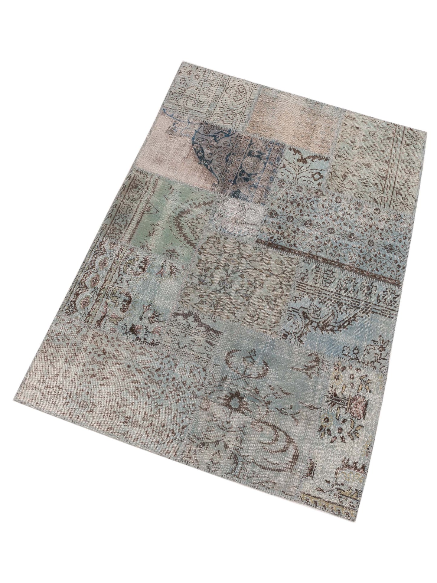 Patchwork Blue Blue 5x8 Hand Knotted Rug