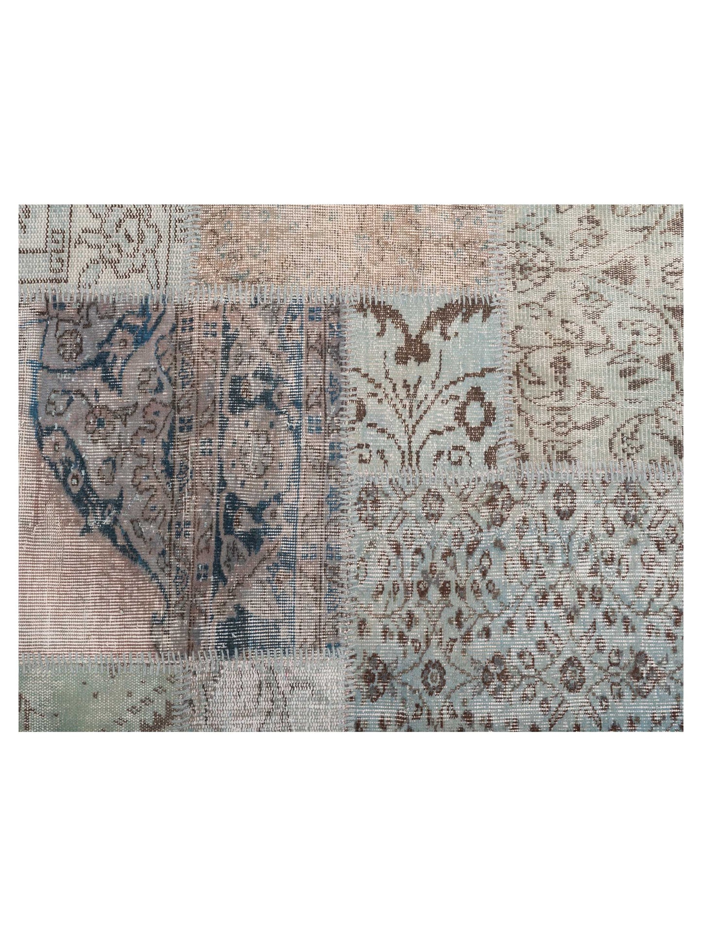 Patchwork Blue Blue 5x8 Hand Knotted Rug