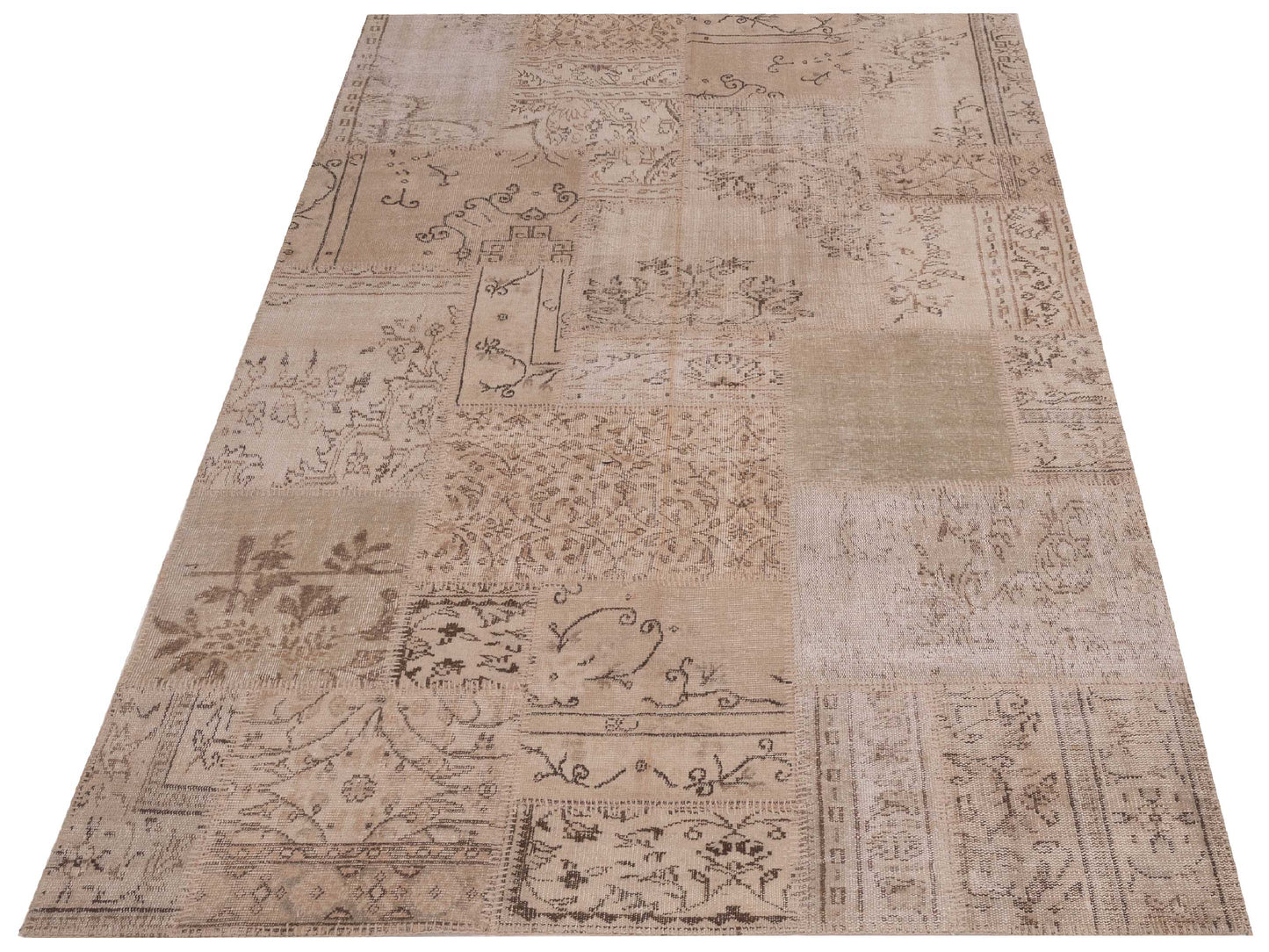 Patchwork Natural 6x9 Hand Knotted Rug