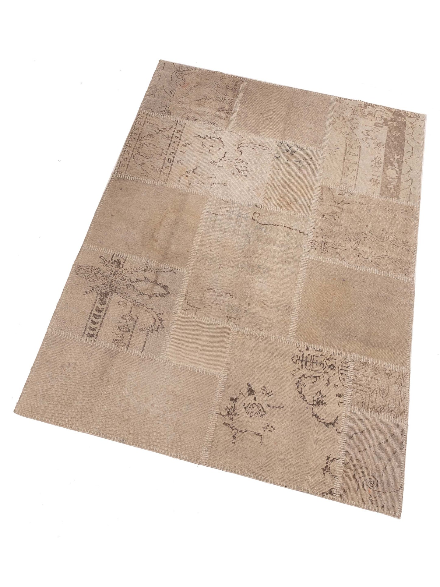 Patchwork Beige 5x8 Hand Knotted Rug