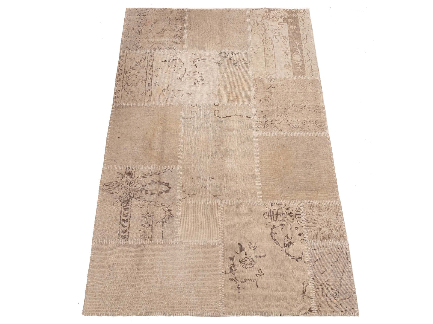 Patchwork Beige 5x8 Hand Knotted Rug