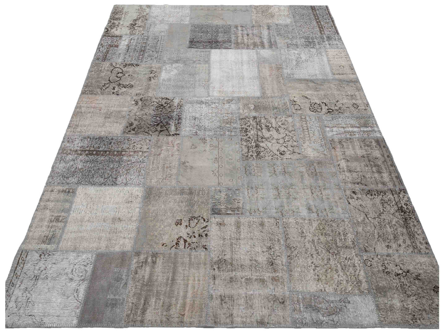 Patchwork Gray 9x12 Hand Knotted Rug