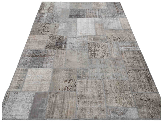 Patchwork Gray 9x12 Hand Knotted Rug