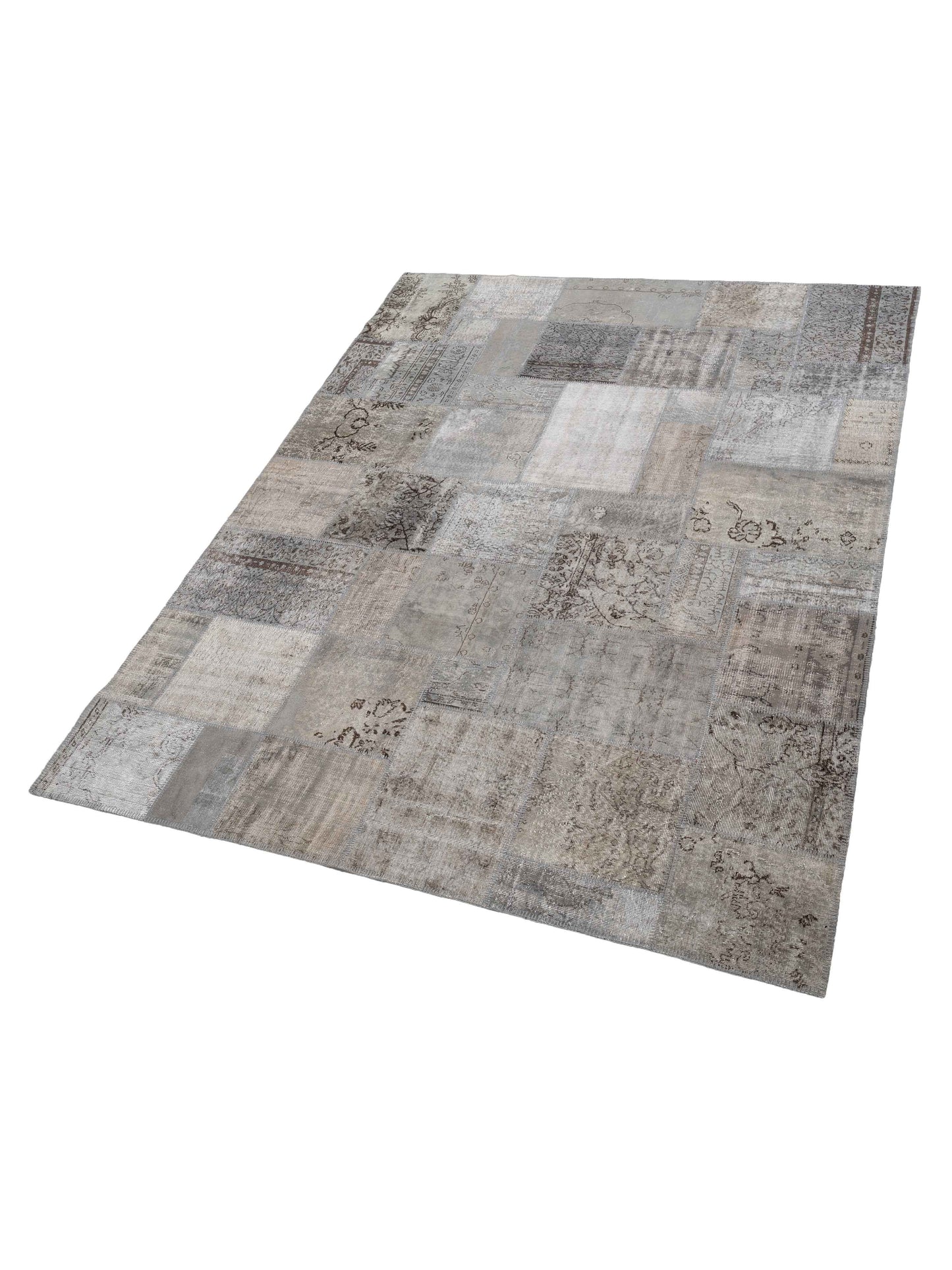 Patchwork Gray 9x12 Hand Knotted Rug