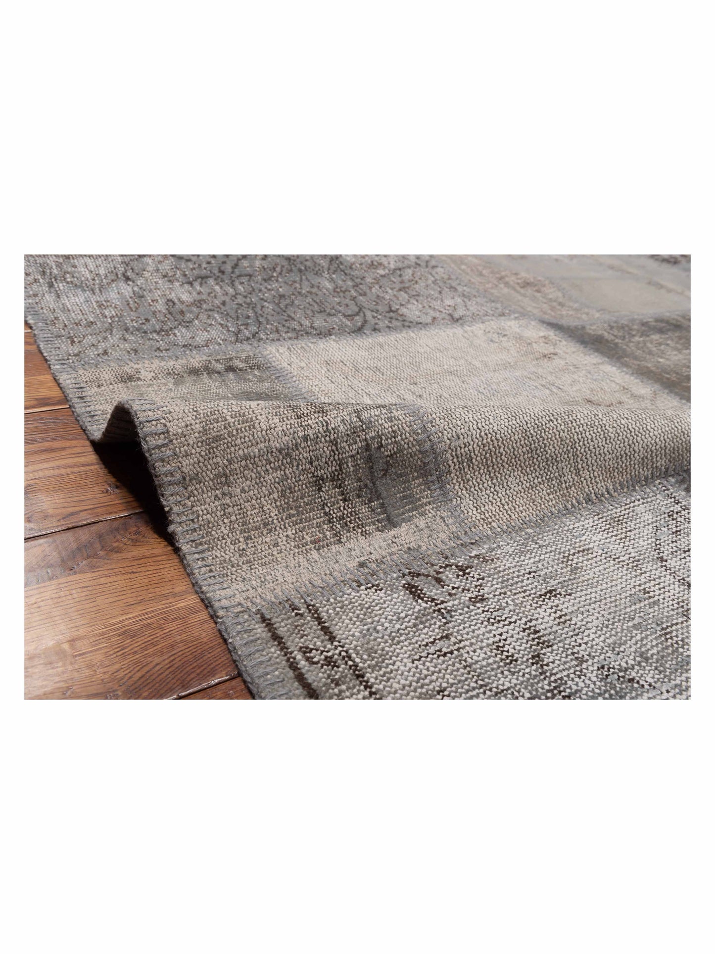 Patchwork Gray 9x12 Hand Knotted Rug