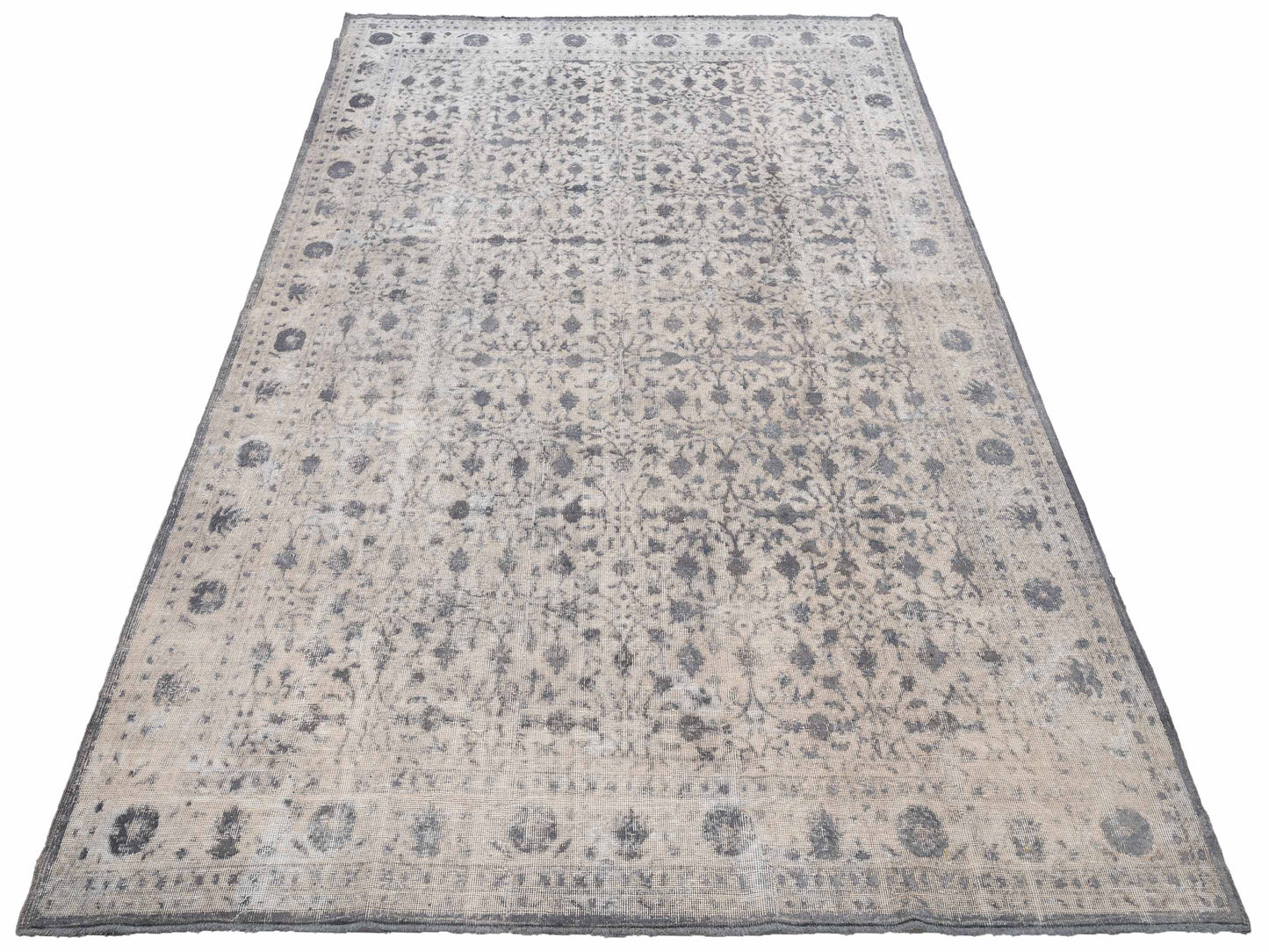 Vintage Silver Gray 8.1x12 Hand Knotted Rug