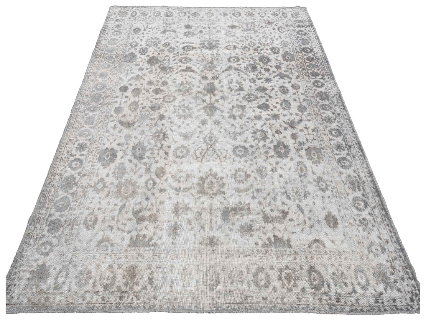 Vintage Silver 8.10x12.2 Hand Knotted Rug
