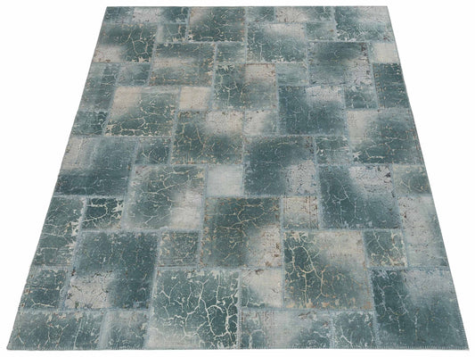 Patchwork Blue 8.3x9.10 Hand Knotted Rug