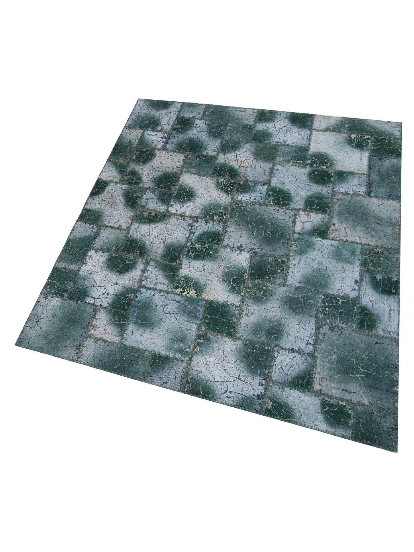 Patchwork Green 8.3x9.10 Hand Knotted Rug