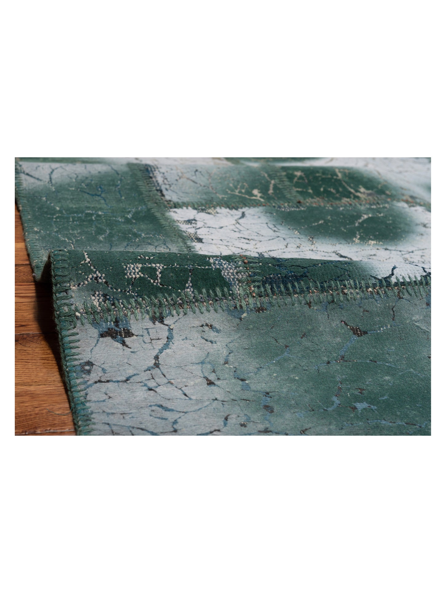 Patchwork Green 8.3x9.10 Hand Knotted Rug