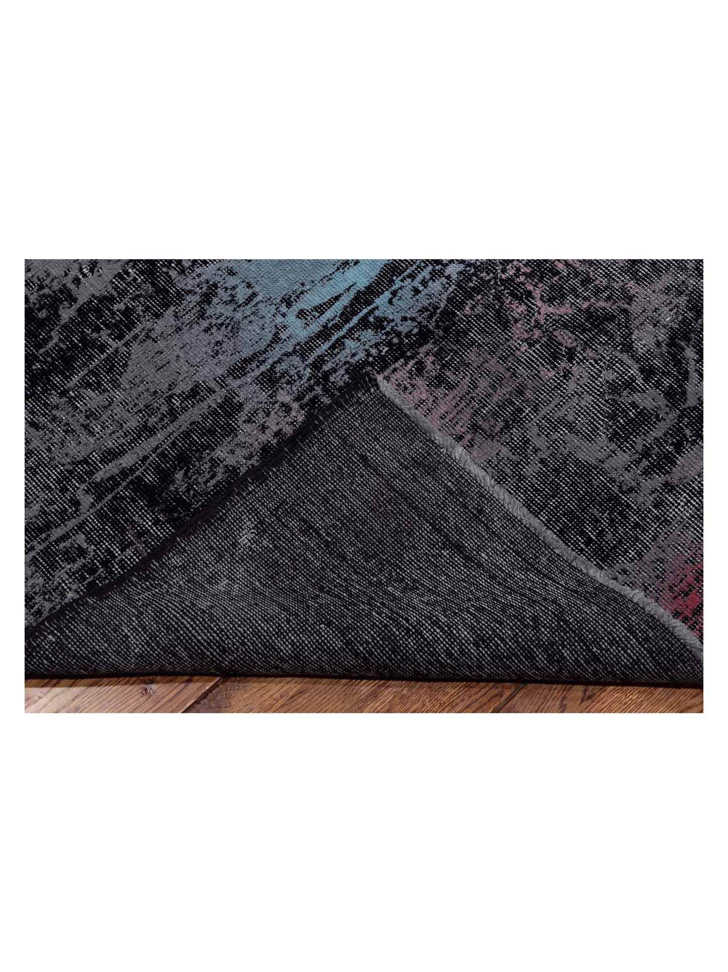 Vintage Black Gray 8x11.2 Hand Knotted Rug