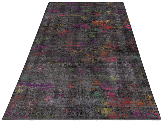 Vintage Black 8.5x13.3 Hand Knotted Rug