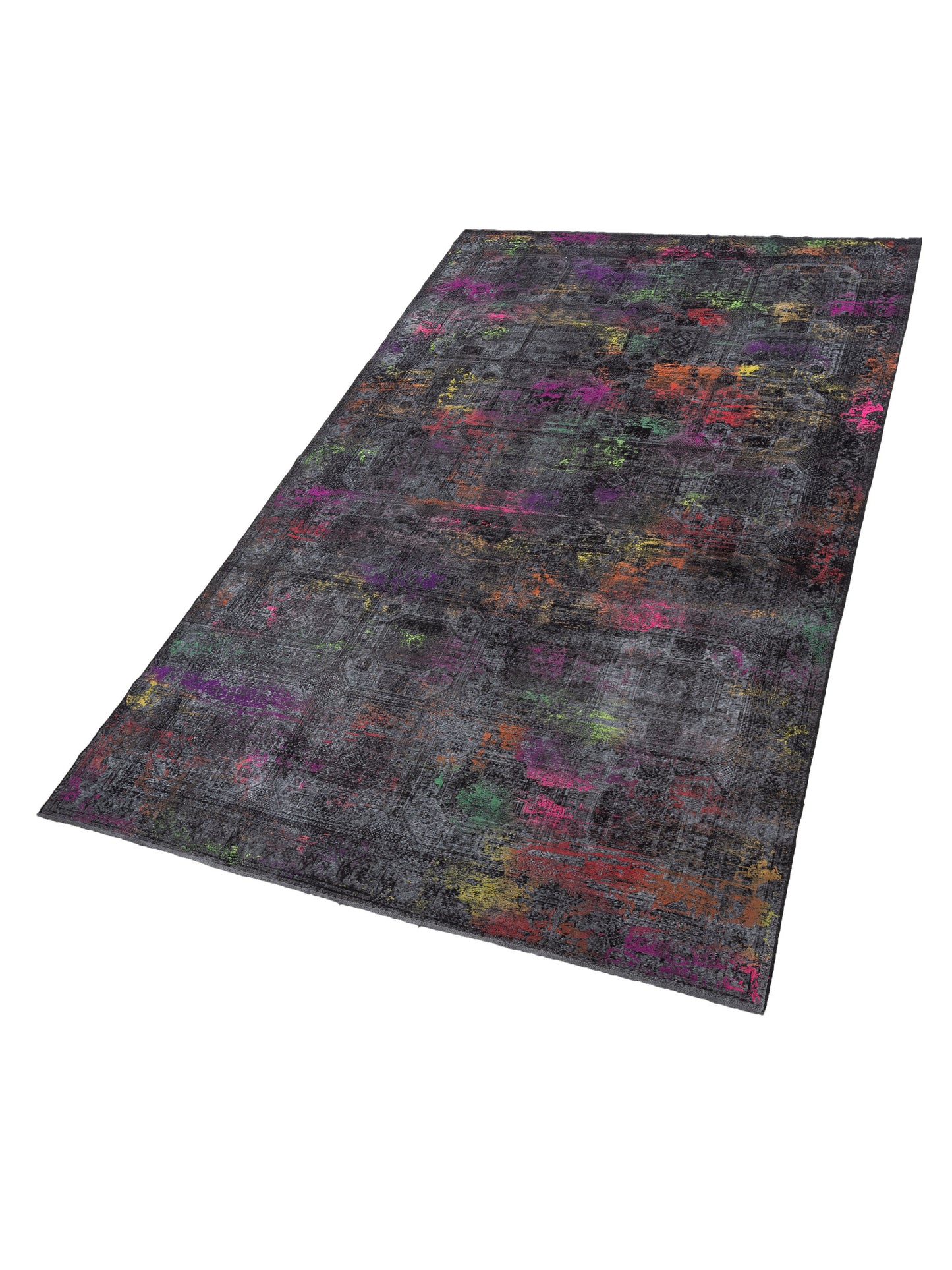 Vintage Black 8.5x13.3 Hand Knotted Rug