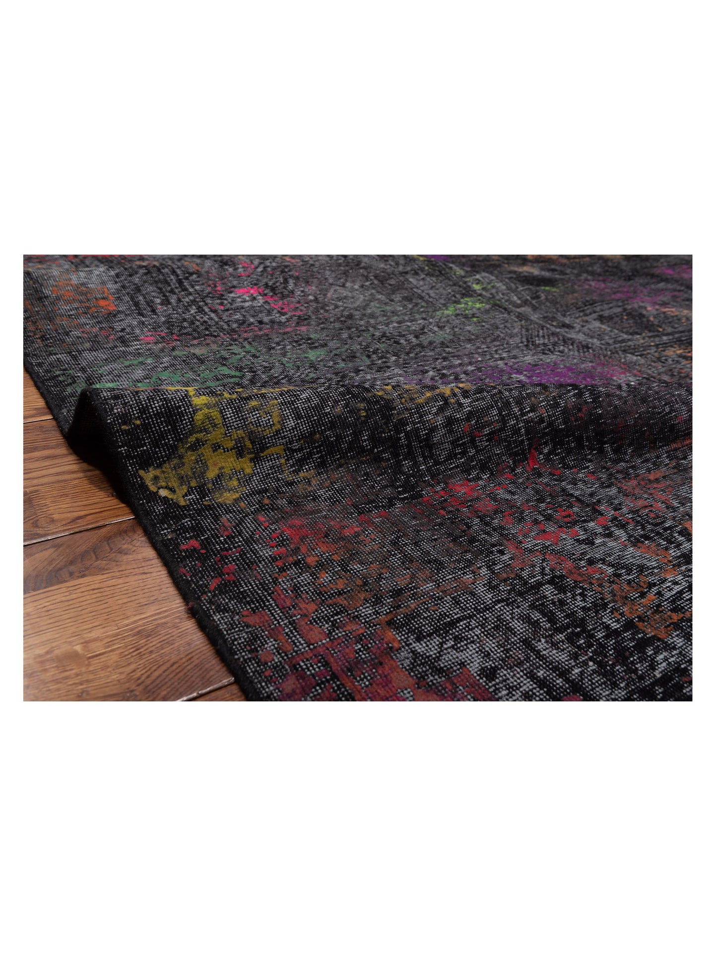 Vintage Black 8.5x13.3 Hand Knotted Rug