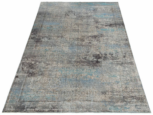 Vintage Silver Blue 8.5x11.9 Hand Knotted Rug