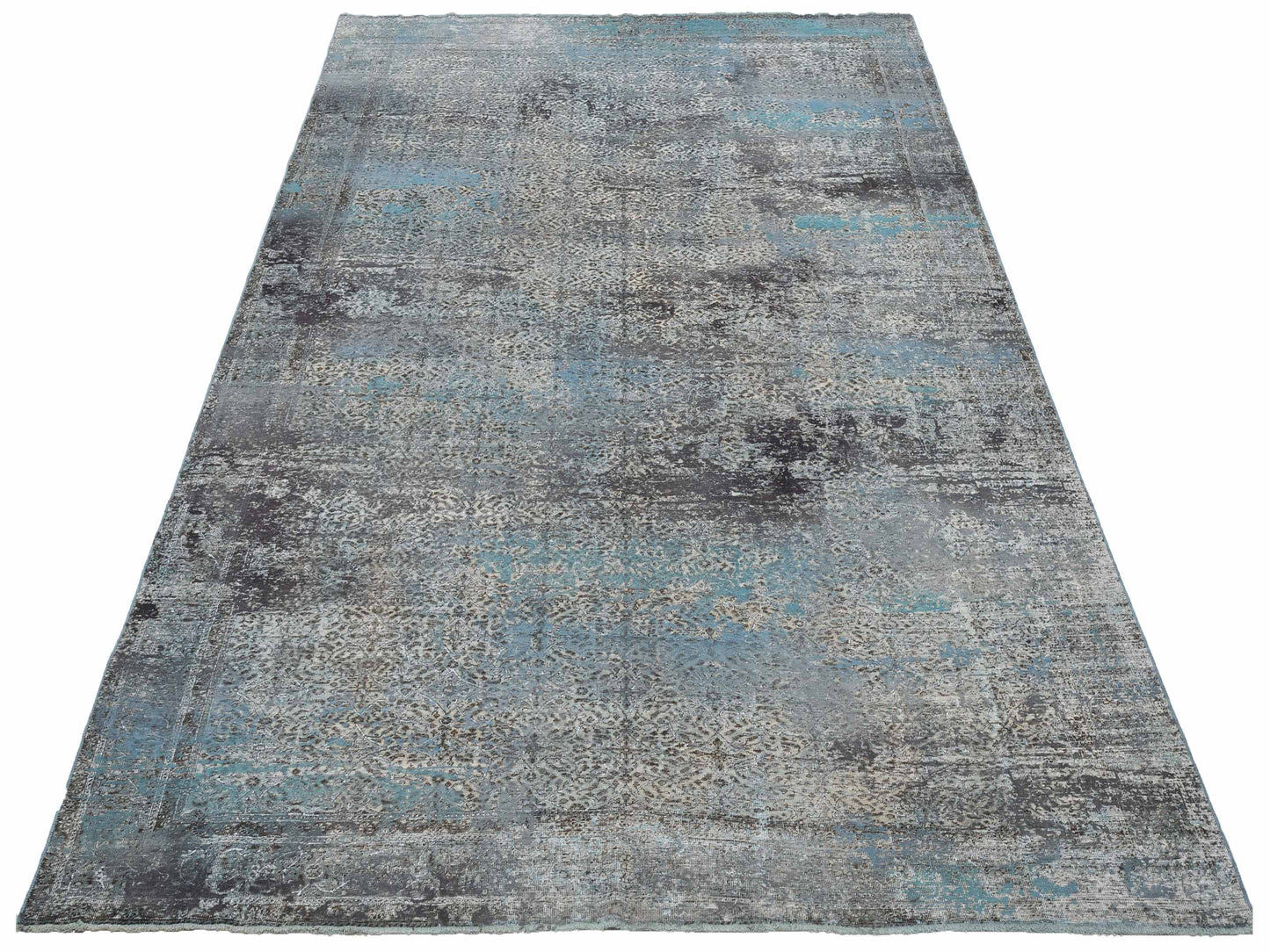 Vintage Silver Blue 8.5x11.9 Hand Knotted Rug