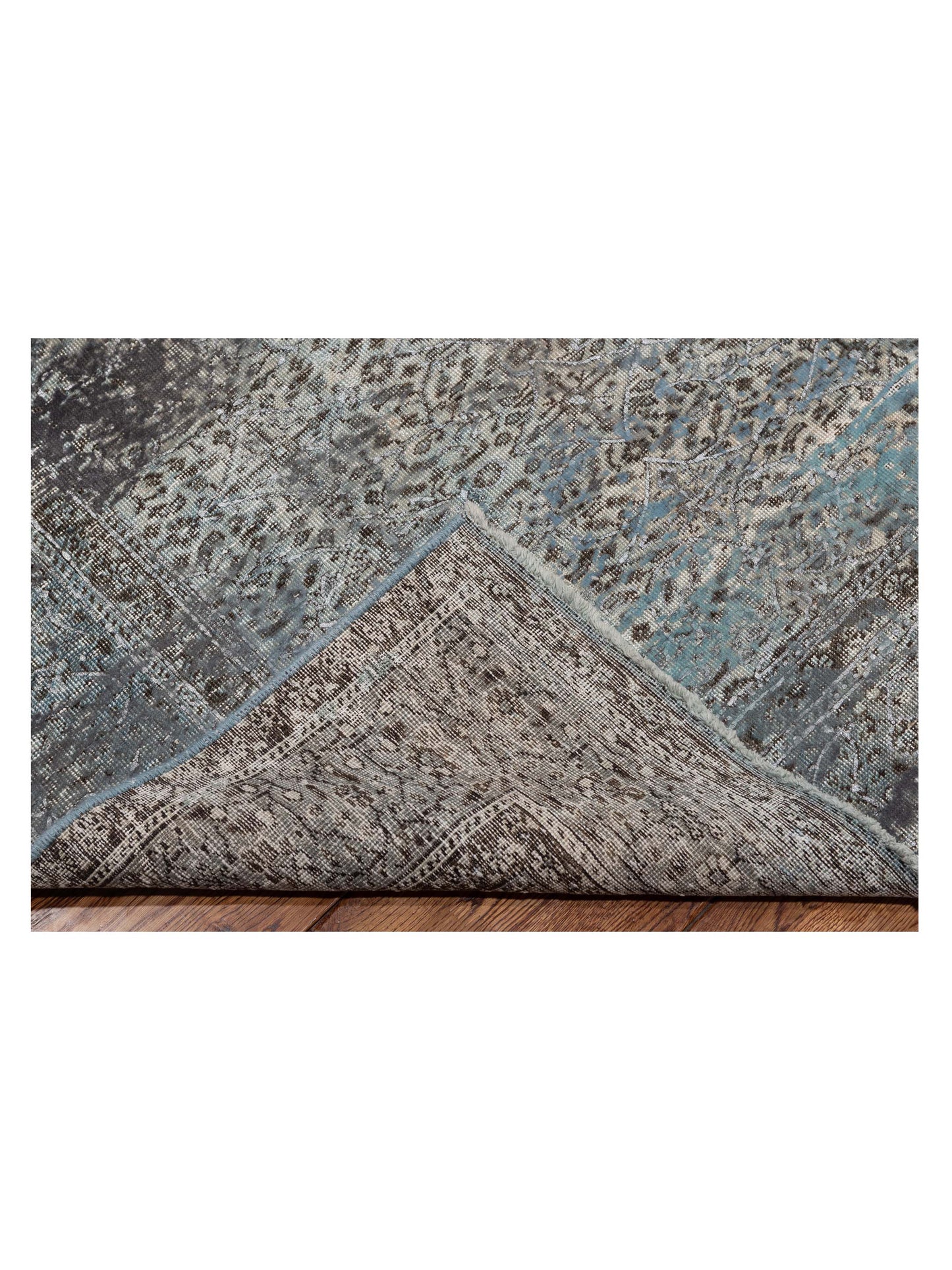 Vintage Silver Blue 8.5x11.9 Hand Knotted Rug