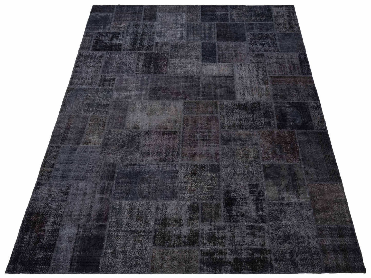 Patchwork Charcoal 12x15 Hand Knotted Rug