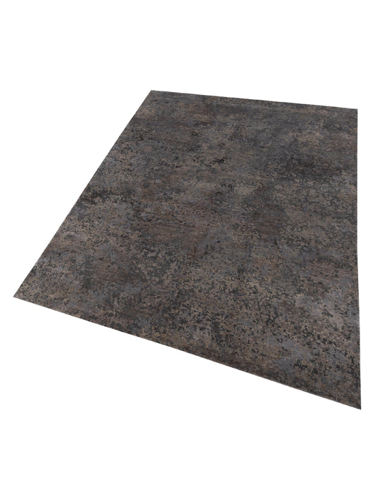 Tenzari Gray 9.11x13.9 Hand Knotted Rug