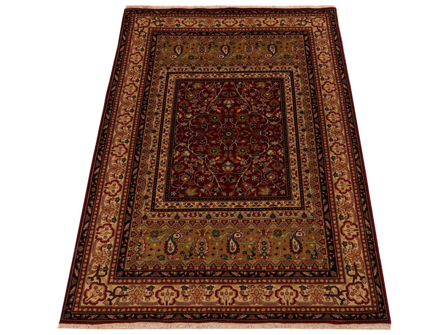 Sansira Red Ivory 4x6.1 Hand Knotted Rug