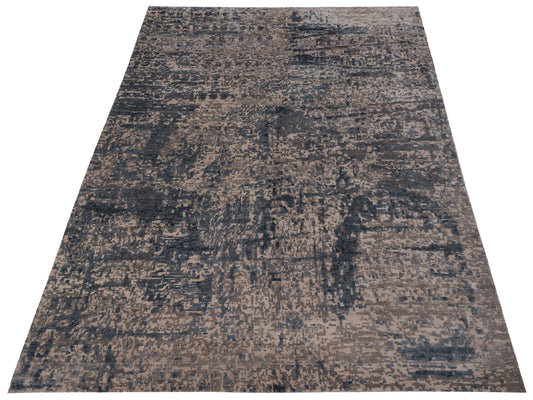 Tenzari Silver 9.10x13.6 Hand Knotted Rug