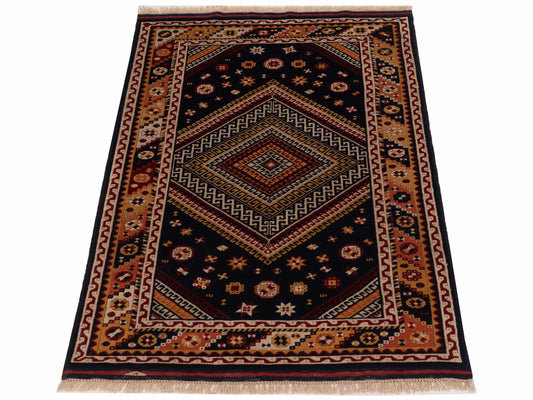 Shirvara Navy Yellow 3.10x5.8 Hand Knotted Rug