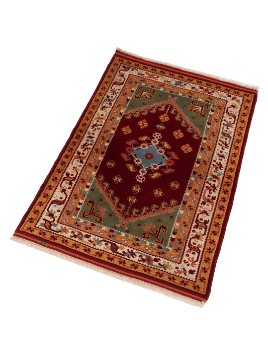 Shirvara Red Ivory 3.11x6 Hand Knotted Rug
