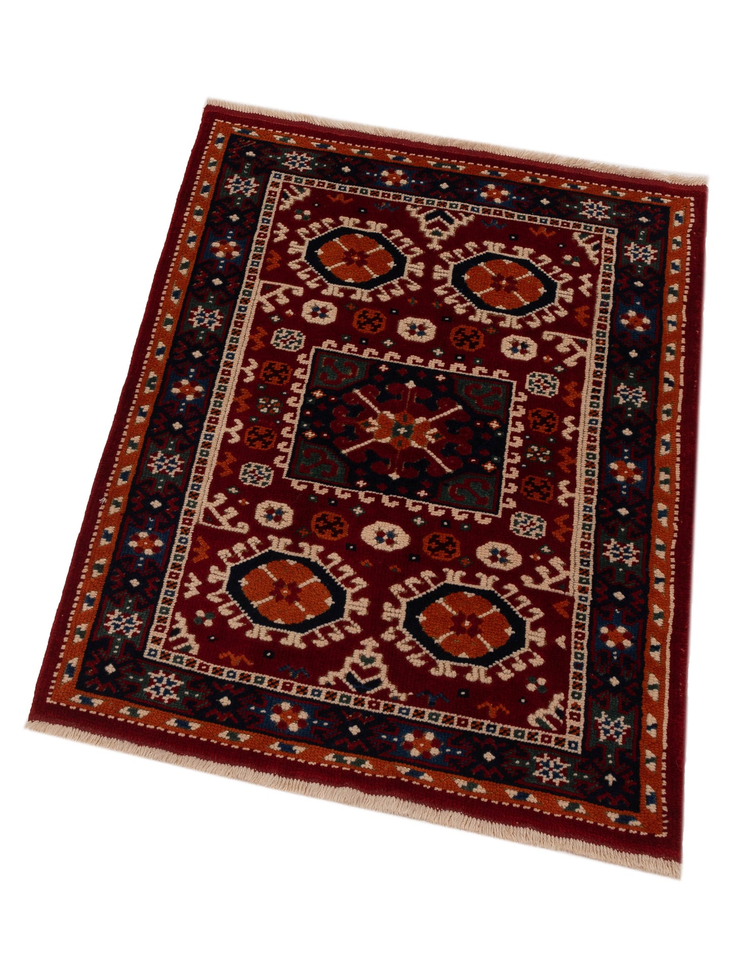 Shirvara Red Navy 3.2x4.2 Hand Knotted Rug