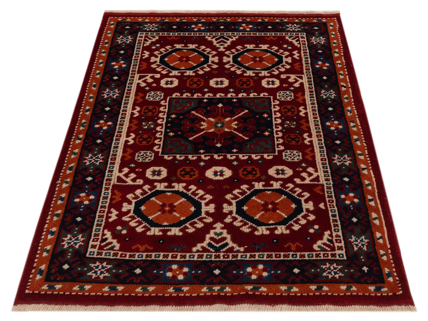 Shirvara Red Navy 3.2x4.2 Hand Knotted Rug