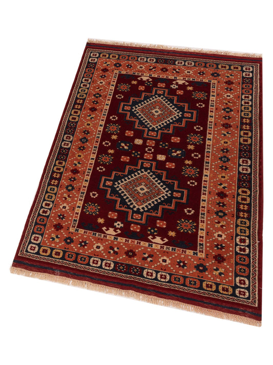 Shirvara Red Orange 3.11x5.7 Hand Knotted Rug