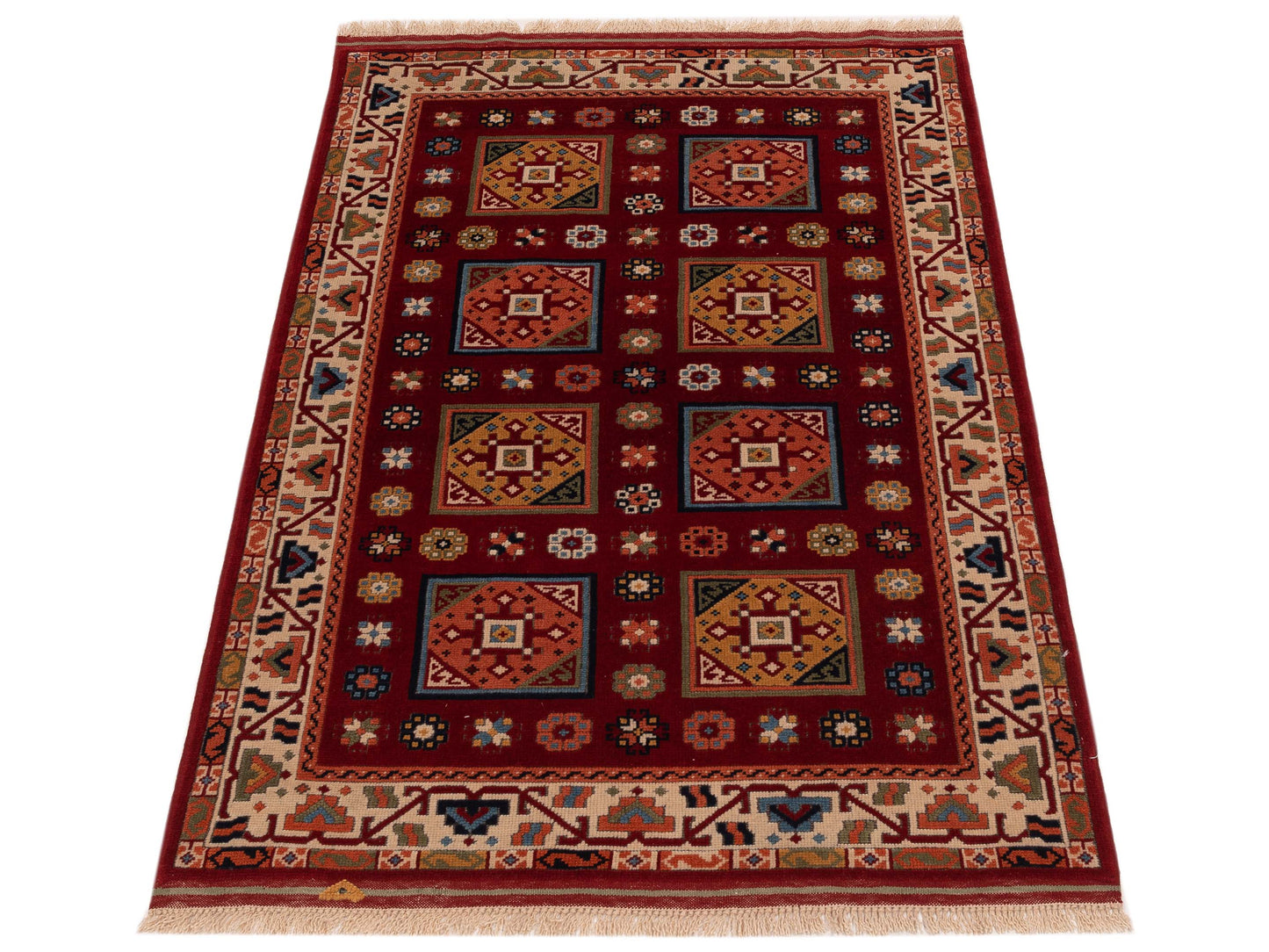 Shirvara Red Ivory 3.11x5.10 Hand Knotted Rug