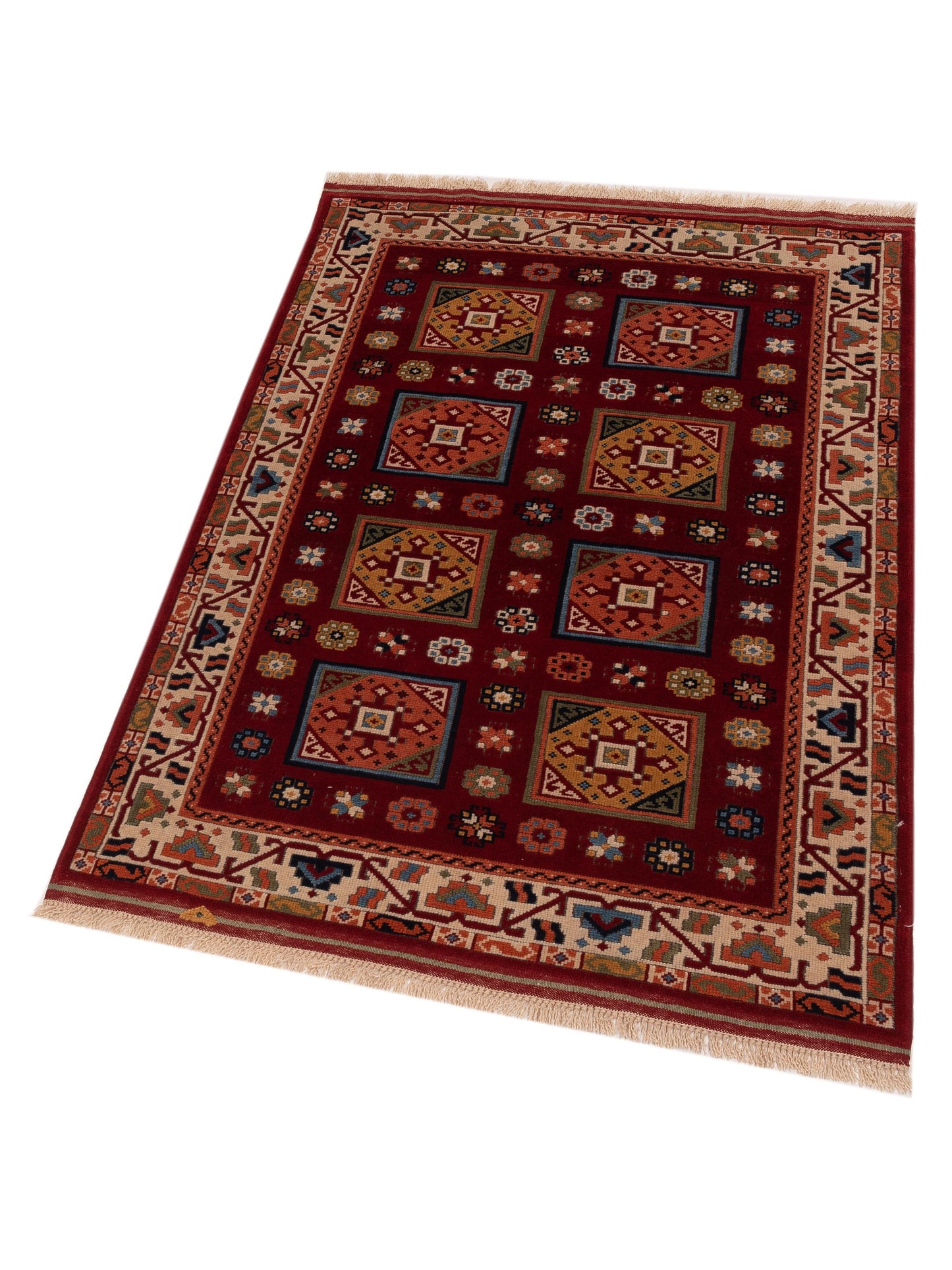 Shirvara Red Ivory 3.11x5.10 Hand Knotted Rug